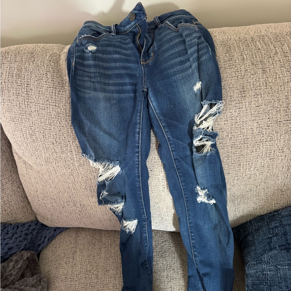 American Eagle Outfitters Ripped Blue Skinny Jeans
